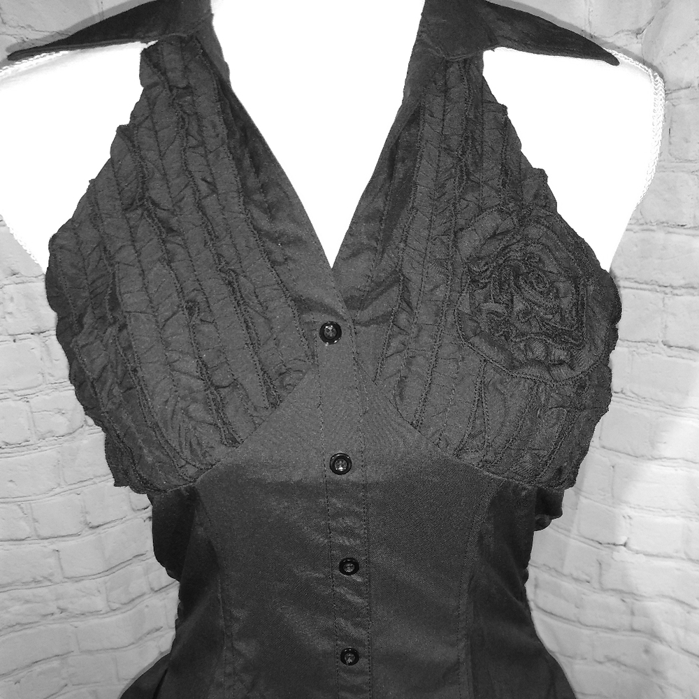 NWOT Zannza Black Button Down Blouse